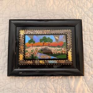 Vintage Reverse-Painted Butterfly Wing Art - Real Blue Morpho Souvenir 5x7